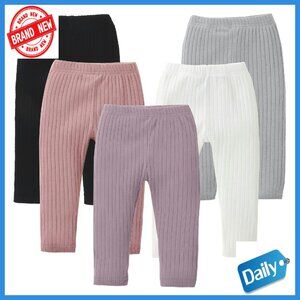 5 Pack Toddler Girl Ribbed Cotton Pants Leggings Jogger Bottoms